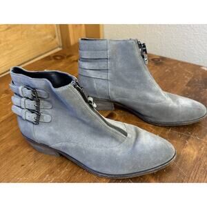 Rebecca Minkoff 7 Alex Gray Suede Leather Ankle Boot Booties Buckle Zip